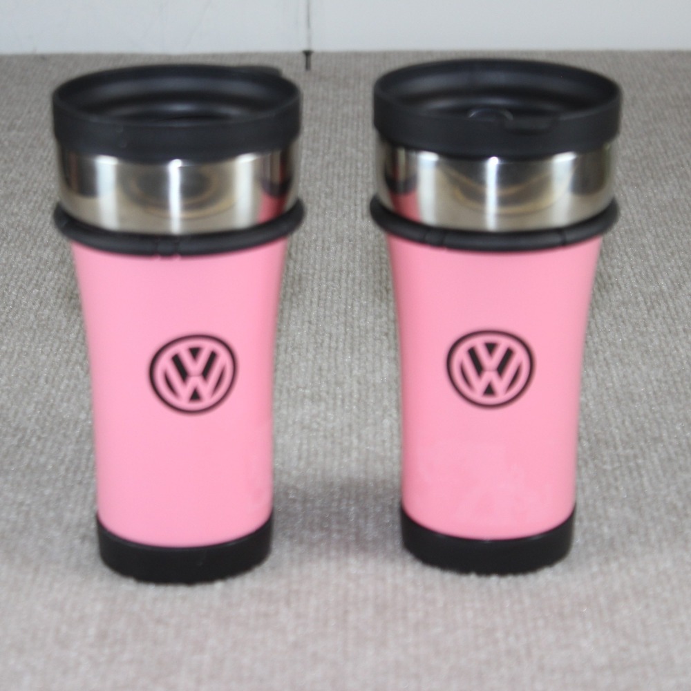 Volkswagen VW Logo Pink Travel Tumbler Mug Set of 2 Stainless Steel 7 Inch